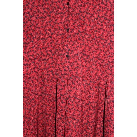 ASOS Urban Threads, Ditsy Floral V-Neck Long-Sleeve Swing Dress, Burgundy (18W) - Picture 8 of 15